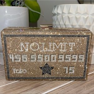 NWT No Limit Gold AMEX credit card rhinestone clutch